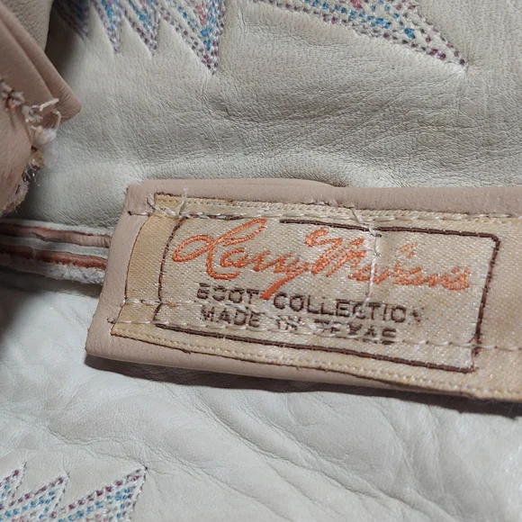 Vintage Larry Mahan Ivory Western Cowboy Boots Ostrich Print Tall USA - Picture 14 of 16